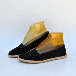 Black Espadrilles sandals platform women Wedges Fabric Summer Shoes womens size eu 40 us 9 uk 7 canvas vintage 90s shoes slip on sandals
