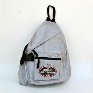 Y2k Silver Harley Davidson backpack retro vintage bag tech women men retro rucksack festival backpack day hike hiking biking bag school