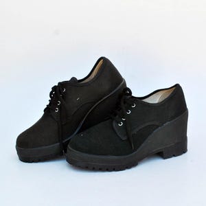 platform shoes sneakers womens vintage platforms canvas total black high tops shoes goth rock shoes buffalo black size eu 39 us 8 uk 6