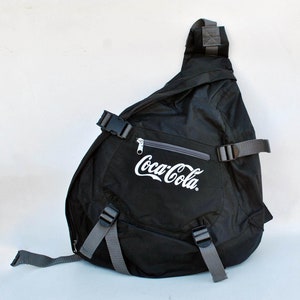 Y2k black coca cola backpack retro vintage bag tech women men large retro rucksack festival backpack day hike hiking biking bag school