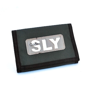 vintage Green wallet Tri Fold Wallet Black Nylon Compact Retro Wallet