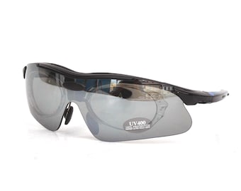 Vintage Sonnenbrille zum Wickeln | Y2K Sportliche Sonnenbrillen | Schwarze Schild Sonnenbrille | 2000er Sportlich UV400 Sonnenbrillen