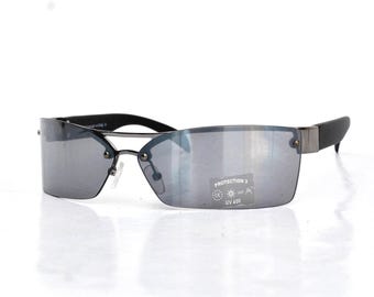 Wraparound Sport Sunglasses UV400 – Grey Shield Lens – Minimal Metal Frame – Unisex Active Eyewear