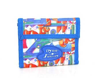 Vintage 90s Fabric Wallet – Colorful Pattern Kids Wallet, Retro Nylon Trifold