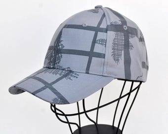 Grey Pattern Baseball Cap – Adjustable Casual Hat – Modern Streetwear Cap