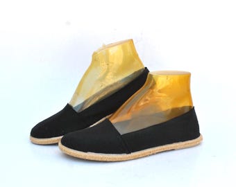 Alpargatas de lona negras / Zapatos minimalistas sin cordones / Zapatos planos de verano hechos a mano / Alpargatas unisex talla UE 40 EE. UU. 9 Reino Unido 7