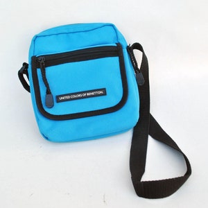 benetton bleu sac fourre-tout à bandoulière pour femme unisexe toile croix carrée y2k rectangle moyen polyester unisexe bandoulière sac à main