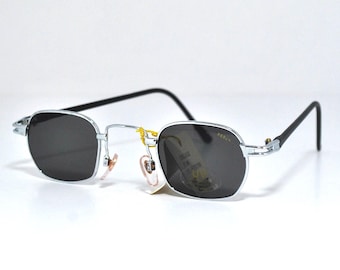 Occhiali da sole vintage in metallo argentato • Occhiali da sole quadrati minimal anni '90 • Occhiali sottili Y2K • Occhiali da sole retrò con montatura piccola • Unisex