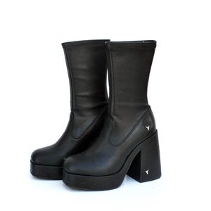 Windsor smith black boots ankle boots platform chunky boots size eu 39 uk 7 us 9 goth rock woman platforms vintage shoes faux leather boots