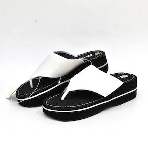 Vintage Platform Flip Flops | Black & White Wedge Sandals | Retro Summer Shoes | Unisex Casual Footwear size eu 40 uk 7 us 9