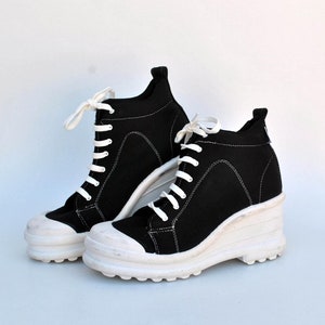 platform shoes sneakers womens vintage platform chunky sneakers canvas shoes womens vintage high tops goth rock shoes black eu 41 uk 8 US 10