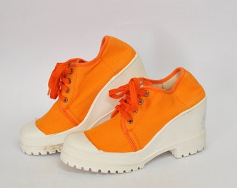 orange chunky sneakers