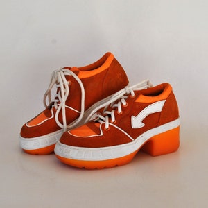 y2k platform shoes orange sneakers size eu 37 uk 4 us 6 platforms 90s platforms buffalo boots vintage womens platform wermacht leather shoes
