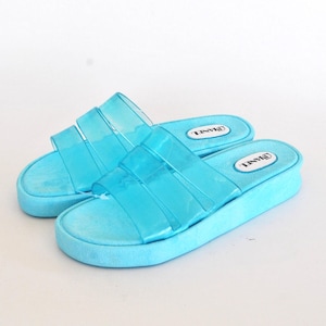 Claquettes à plateforme turquoise Jelly - Sandales d'été transparentes, claquettes décontractées de style an 2000 pointure ue 37 us 6 uk 4 chaussures de plage