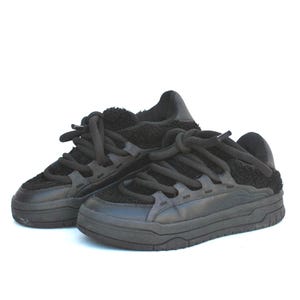 Sneakers nere con suola spessa – Sneakers con plateau Y2K – Scarpe da streetwear retrò – Sneakers unisex con suola spessa, taglia EU 42 UK 10 US 12