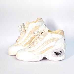 Zapatillas deportivas vintage Net Athletics / Zapatillas gruesas Y2K / Zapatillas deportivas con plataforma en blanco crema / Zapatillas retro de los años 90 y 2000, talla 39 (Reino Unido 6, EE. UU. 8)
