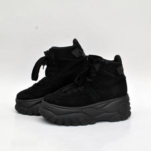 vintage platform sneakers black platform boots cosplay shoes 90s platforms size UK 7 EU 40 US 9 womens goth rock high fashion shoes