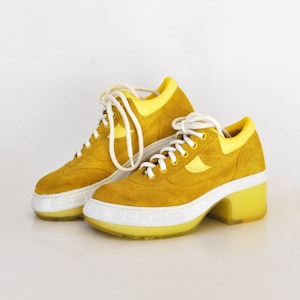 y2k platform shoes yellow sneakers size eu 37 uk 4 us 6 platforms 90s platforms buffalo boots vintage womens platform wermacht leather shoes