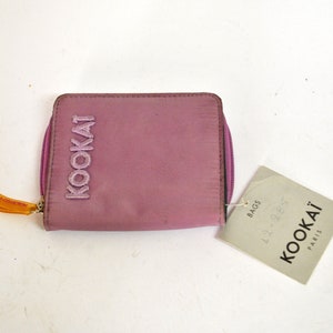 Klappbörse Kookai Vintage Geldbörse 90er Jahre unisex kleiner ID Geldhalter lila Reißverschlusskratztasche Portemonnaie faltbare Geldbörse Retro Nylon