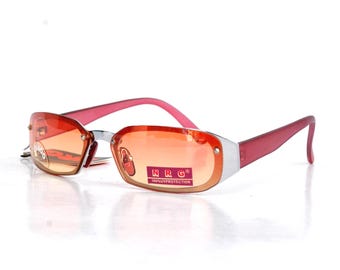 Y2K Sunglasses – Orange Tinted Lenses – Retro 2000s Slim Frame – Vintage Style Shades