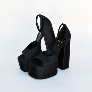 y2k black platform chunky sandals japanese sandals 90s sandals slip on womens with heel summer shoes leather sandals size eu 39 us 8 uk 6