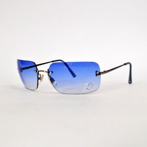 vintage Blue lens sunglasses retro eye wear club sun glasses jlo rnb round unisex steampunk heart diamond design futuristic Aviator