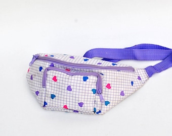 violet purple white heart Bum Bag Travel Belt Wallet Waist Pouch fanny pack vintage fanny packs women festival wear shoulder bumbag concert