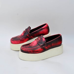 platform creepers laceless shoes womens platforms red platform sneakers goth rock shoes womens size eu 39 us 8 uk 6 gothic wear