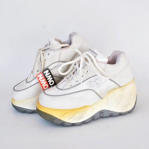 Zapatillas blancas de plataforma gruesa – Zapatos retro de papá – Zapatillas de deporte estilo urbano Y2K – Zapatillas de suela gruesa – Estilo unisex talla UE 38 Reino Unido 5 EE. UU. 7