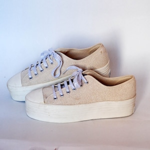 canvas shoes 90s sneakers style vintage flat tie sneakers womens shoes size eu 41 us 10 uk 8 platform 90s beige grunge joggers summer shoes
