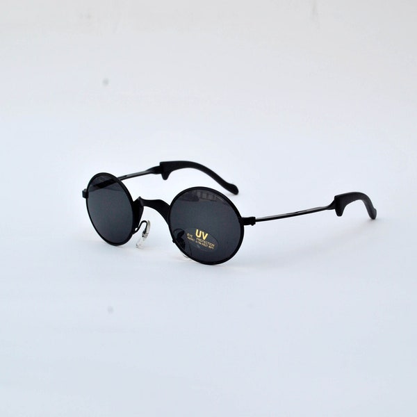 black small sunglasses matrix oval sun glasses vintage retro eye wear 90s round club unisex sunglasses steampunk futuristic kids black lens