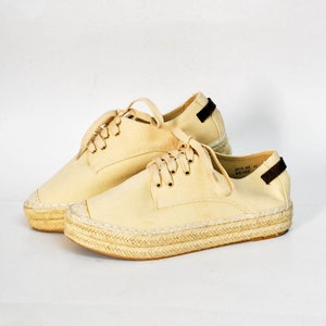 Espadrilles sandals platform women Wedges Fabric Summer Shoes womens size eu 40 us 9 uk 7 canvas brown vintage 90s shoes slip on sandals