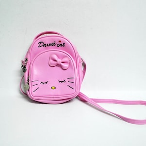 Rosa Vintage Kitty Umhängetasche Tragetaschen für Frauen Mädchen Tasche Crossbody quadratische Kindertasche Stofftasche Crossbody Geldbörse Canvas Stoff
