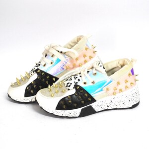 Chunky Studded Sneakers – Platåskor med statementmönster – Retro Streetwear Sneakers – Unisex Modeskor Storlek EU 40 UK 7 US 9 bild 1