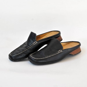 Clarks sabot boho leather clogs farm designer slip on shoes Mule platform heel wood size eu 39.5 uk 6.5 us 8.5 flat black unisex mens womens