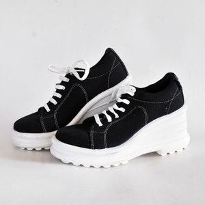 platform shoes sneakers womens vintage platform chunky sneakers canvas shoes womens vintage high tops goth rock shoes black eu 39 uk 6 US 8