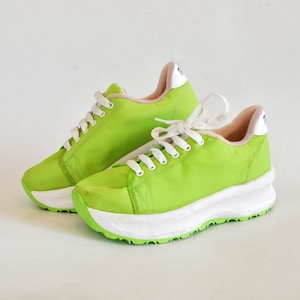 chunky sneakers vintage womens 90s shoes platform green size eu 37 uk 4 us 6 vintage sport platform walking summer shoes