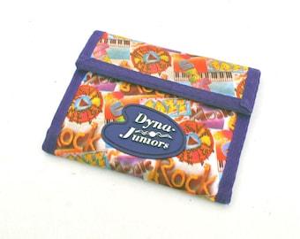 Vintage Purple Fabric Wallet – Colorful Retro Print Kids Trifold Wallet