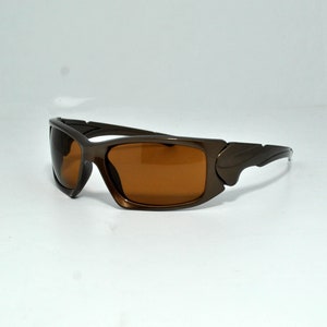 matrix rave sunglasses brown chunky round sun glasses vintage retro eye wear 90s round alien y2k club unisex sport clubbing futuristic