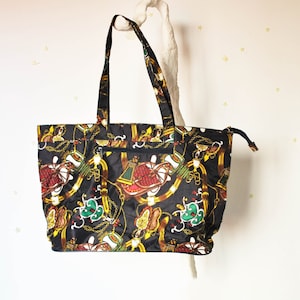 90s print shoulder bag tote bag hipster unisex polyester kitsch bags for women market bag beach bag retro vintage black waterproof tote bag