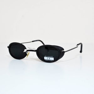vintage sunglasses round sun glasses vintage retro eye wear 90s round y2k club unisex sunglasses steampunk futuristic total black lens