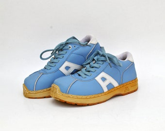 zapatos gruesos azules vintage retro tamaño atlético eu 39 uk 6 us 9 suela de goma cómoda zapatillas casuales de los años 80 bolos atléticos futuristas