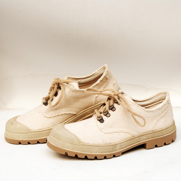 beige ecru chunky sneakers vintage sneakers work boots Walking Hiking mens shoes size 44 uk 11 us 13 coachella heel low low tops