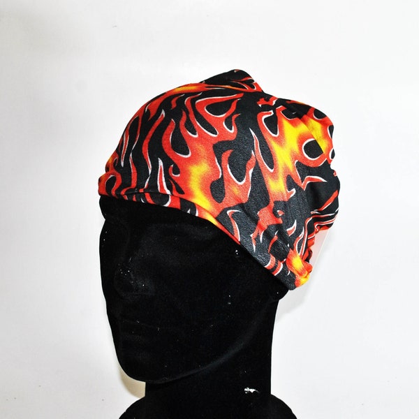 flames buff bandana beanie for men women hip hop head wear gift for guys vintage skull cap black mens hat skull hat red scurf cap