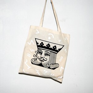 sac en toile sac cabas écru hipster pop imprimés funky sac fourre-tout à bandoulière motif sac fourre-tout homme carte roi de pique sac cabas cadeau pour lui elle