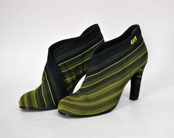 womens pumps heels size eu 37 us 6 uk 4 vintage platforms neon graphic pattern texture mid heel shoes platform heels office Ankle Boots