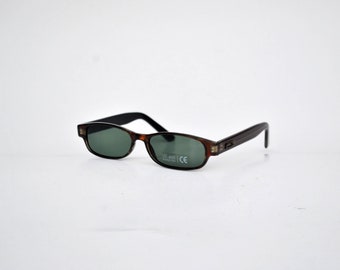 gafas de sol rectangulares marrones gafas retro vintage 90s redondo marrón club matriz pequeñas gafas de sol unisex gafas de sol futurista lente negra