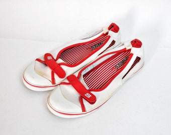 skechers summer beach flip flops slides size eu 38 uk 5 us 7 vintage summer flats red white shoes Ballerinas loafers slides mocassins ballet