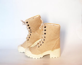 platform shoes womens vintage platform chunky sneakers military boots canvas high tops size eu 38 uk 5 us 7 goth rock beige women shoes