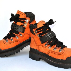 Vintage Orange Hiking Boots • Chunky Mountaineering Boots • 90s Gorpcore Footwear • Retro Outdoor Platforms • Unisex size eu 40 uk 7 us 9 image 3